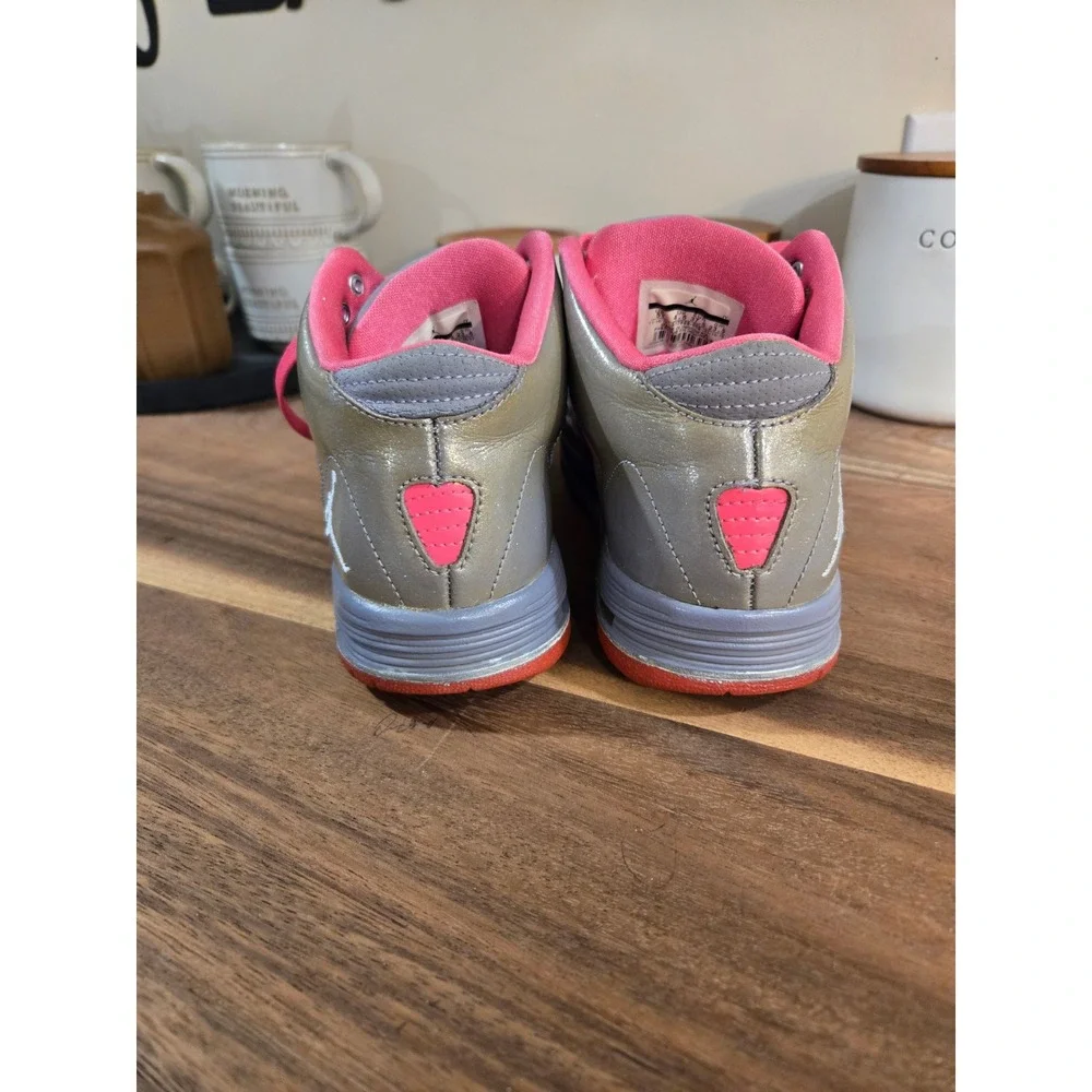 Nike Jordan‎ Kids High Top Sneakers Gray Pink Basketball Shoes Youth Size 5Y